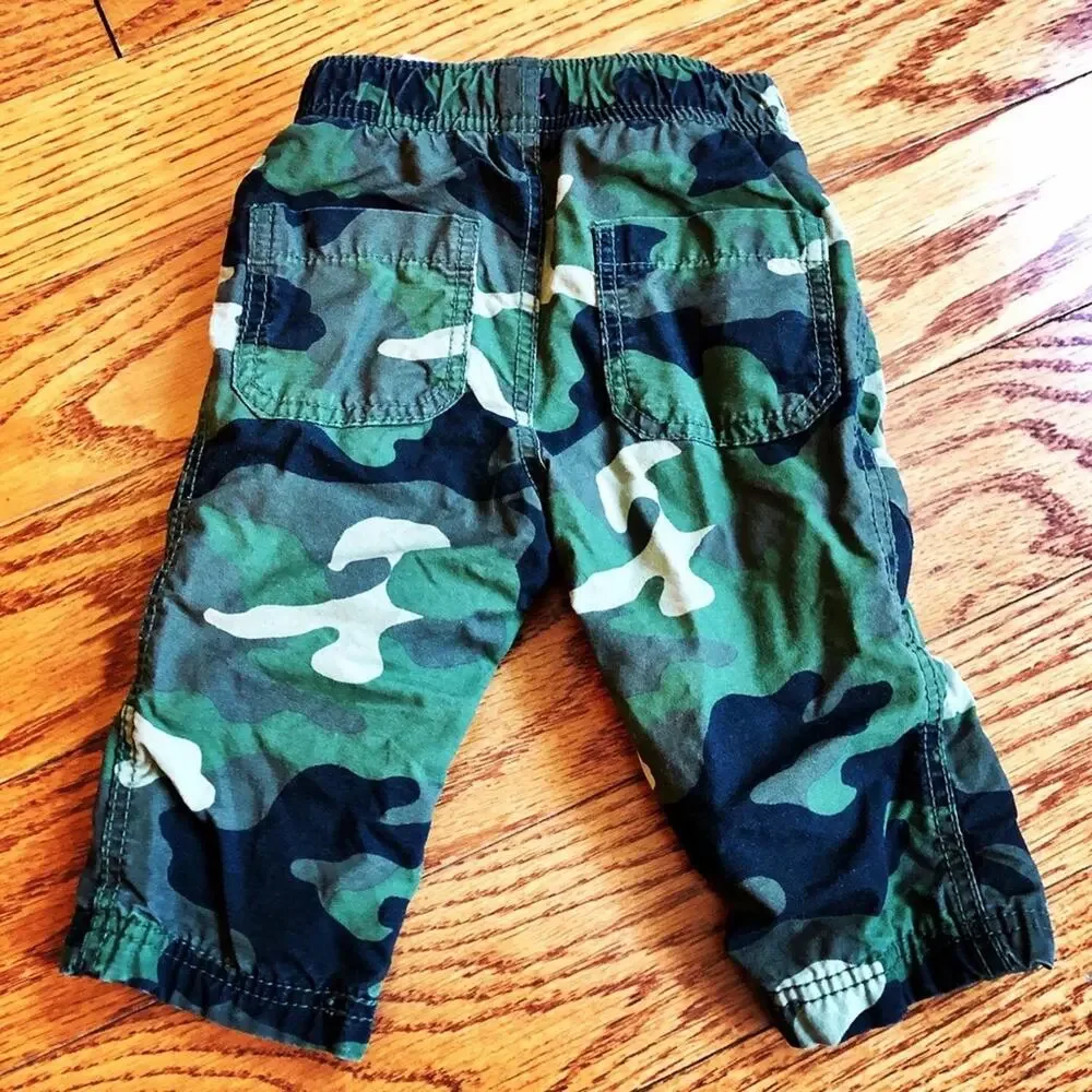 Old Navy Camo Green Jersey Lined Casual Pants Baby Boy Size  3-6 Months